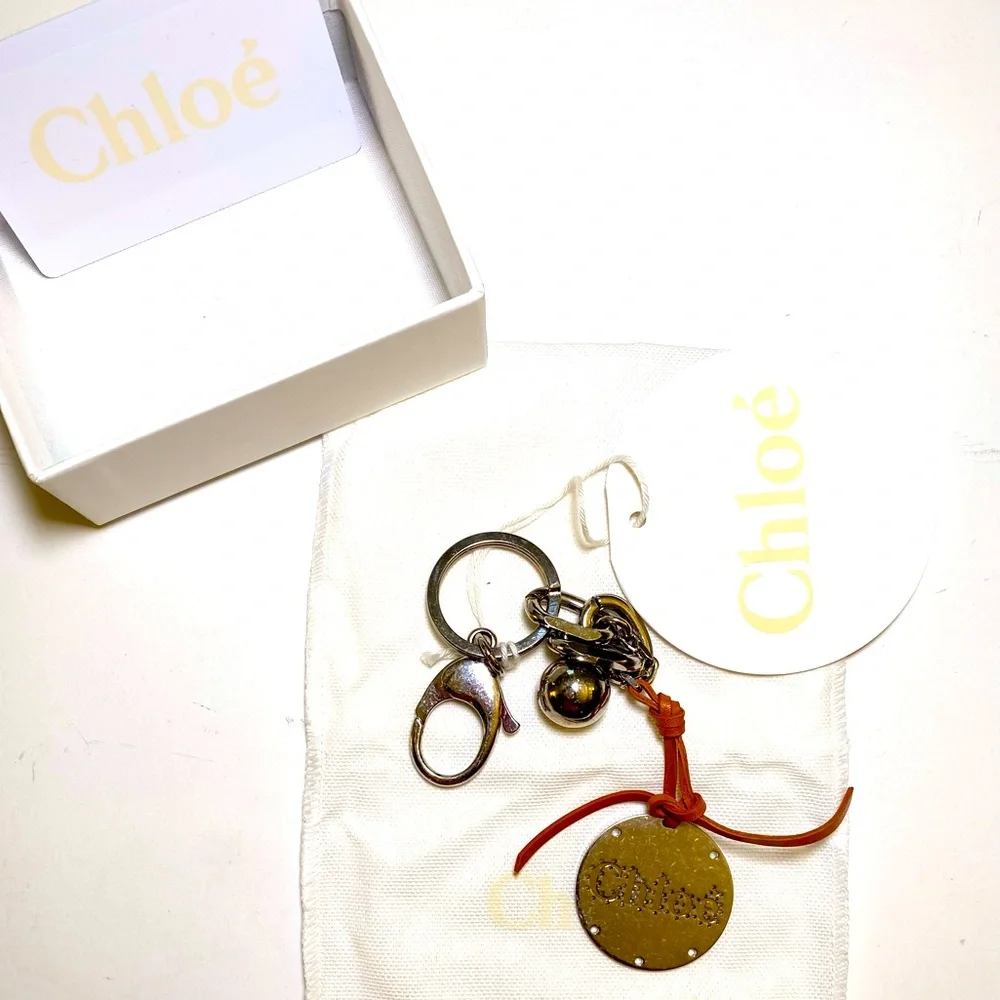Chloe Metal w/ Leather Strap Keyring/Bag Charm Key Chain